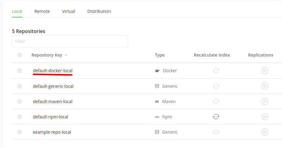 default artifactory repositories