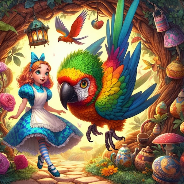 Alice et un perroquet